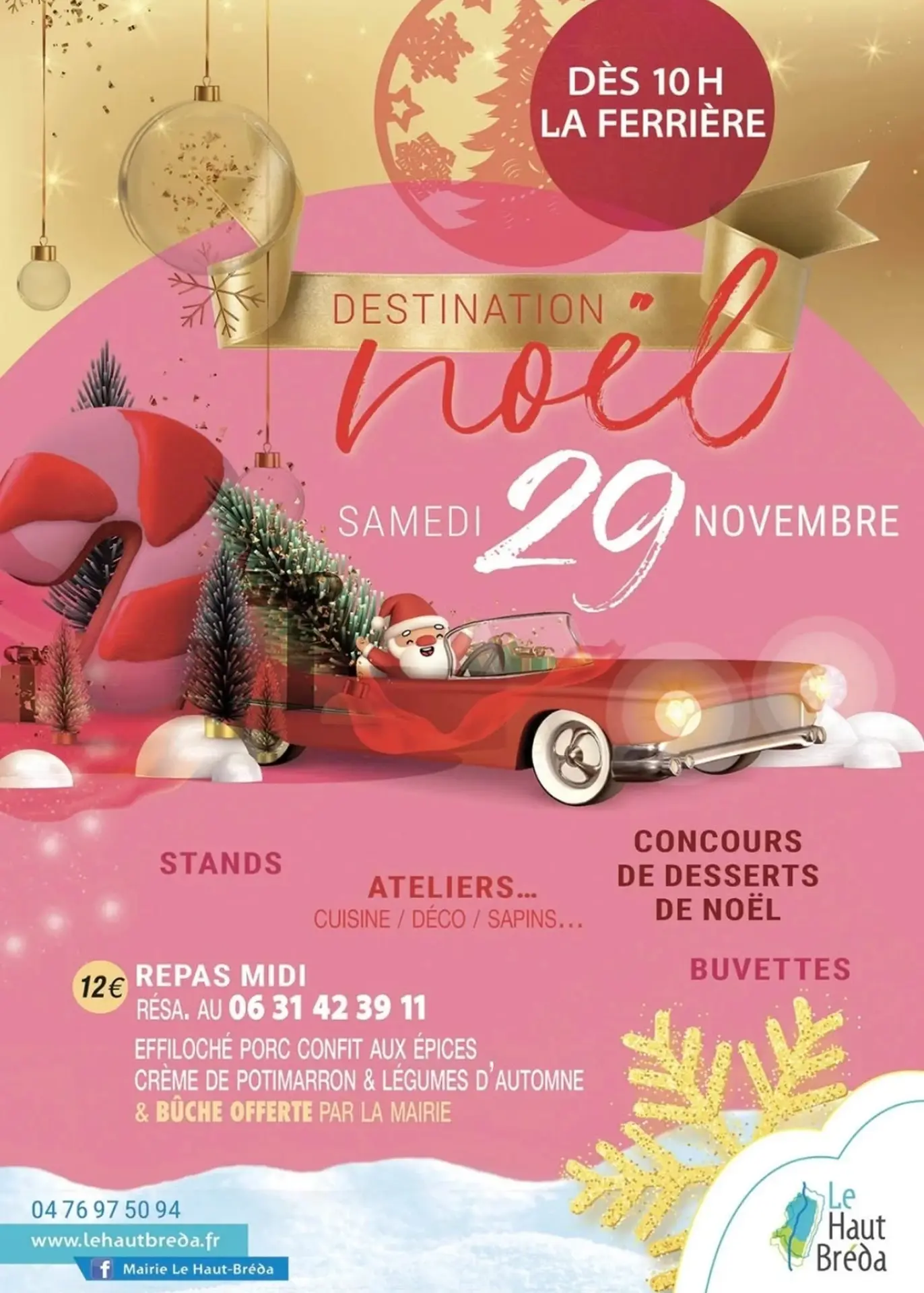 Affiche présentant le marché de Noël de la Ferrière