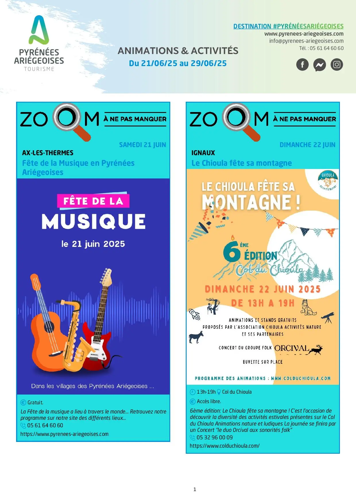 Animations du 21 au 29 juin