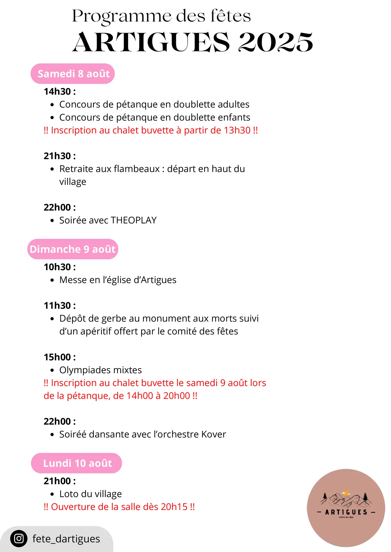 Affiche Artigues fêtes
