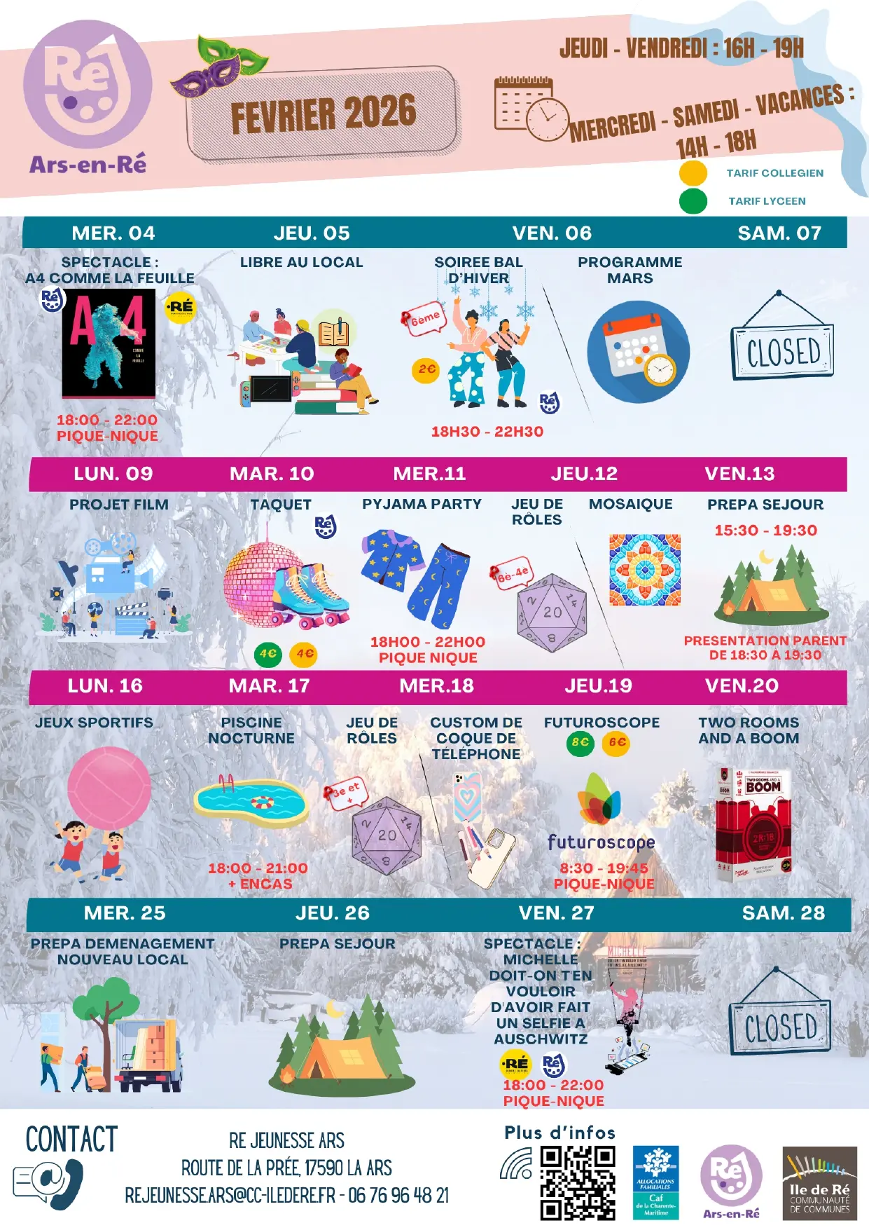 Animations de Ré Jeunesse à Ars-en-Ré - Février