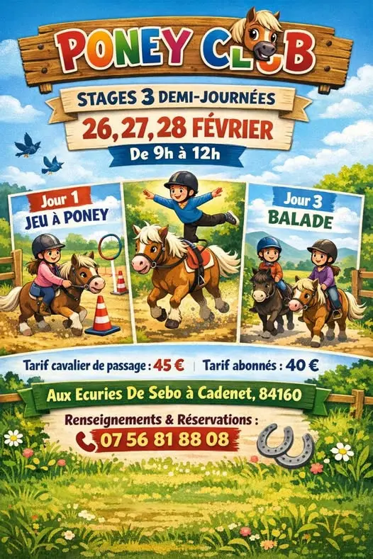 Stages des vacances de Février 2026  aux écuries de Sebo à Cadenet_Cadenet