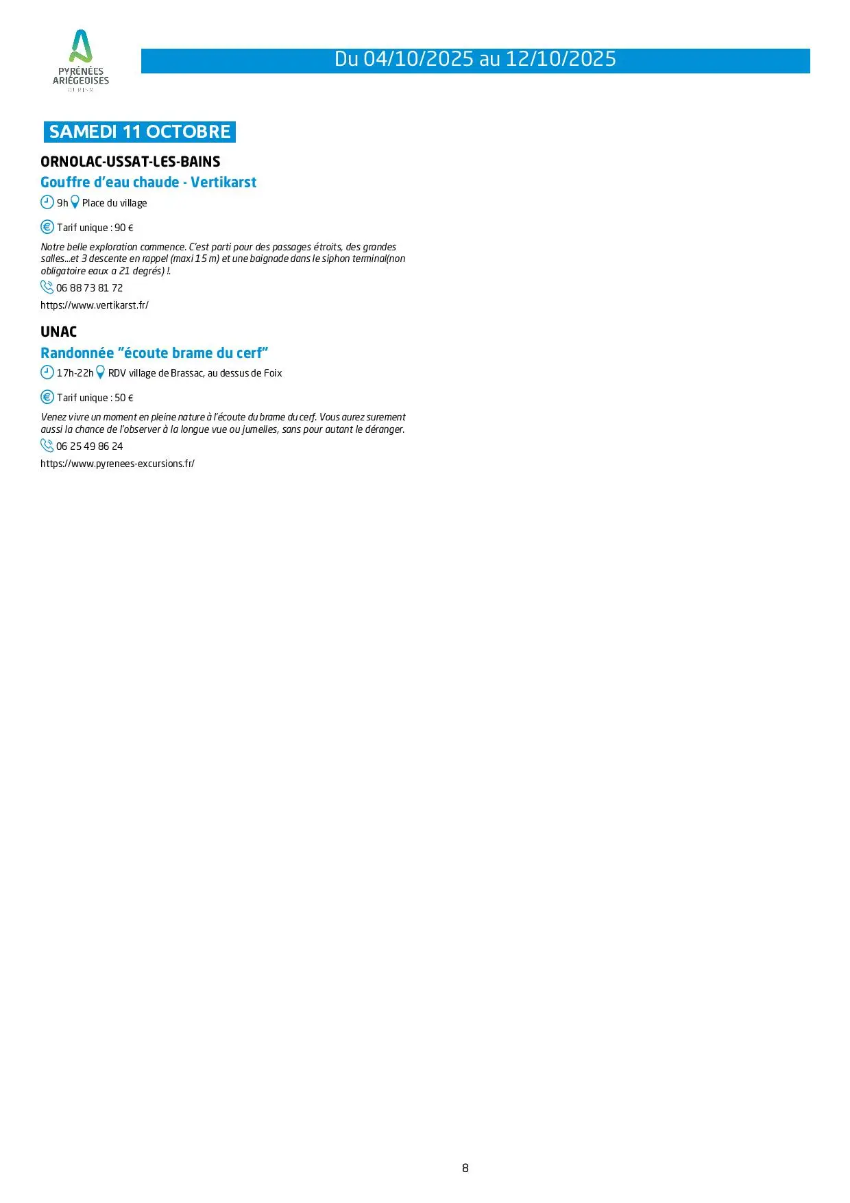 Du 04 au 12.10.Programme Animations & Activités