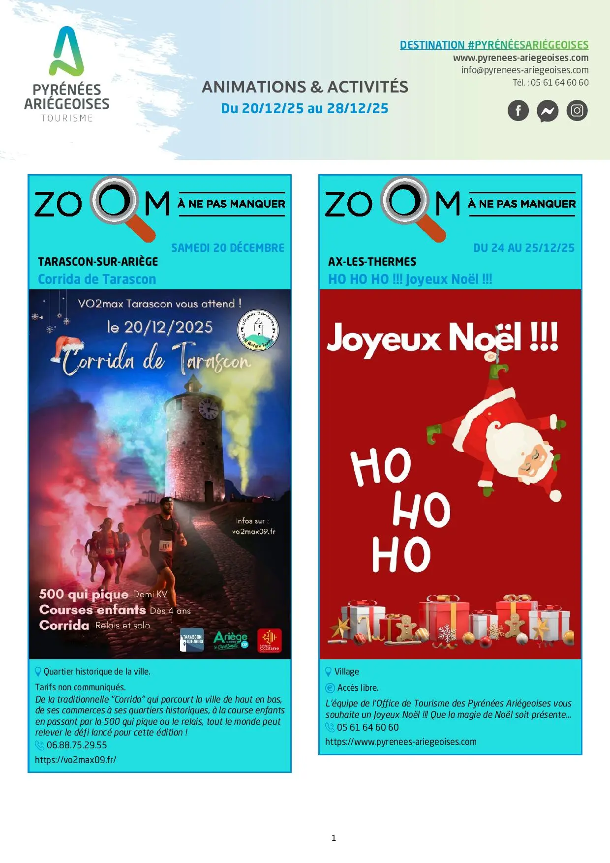 Du 20 au 28.12. Programme Animations & Activités