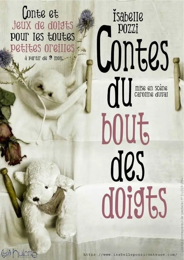 affiches avec 2 peluches blanches dans les draps