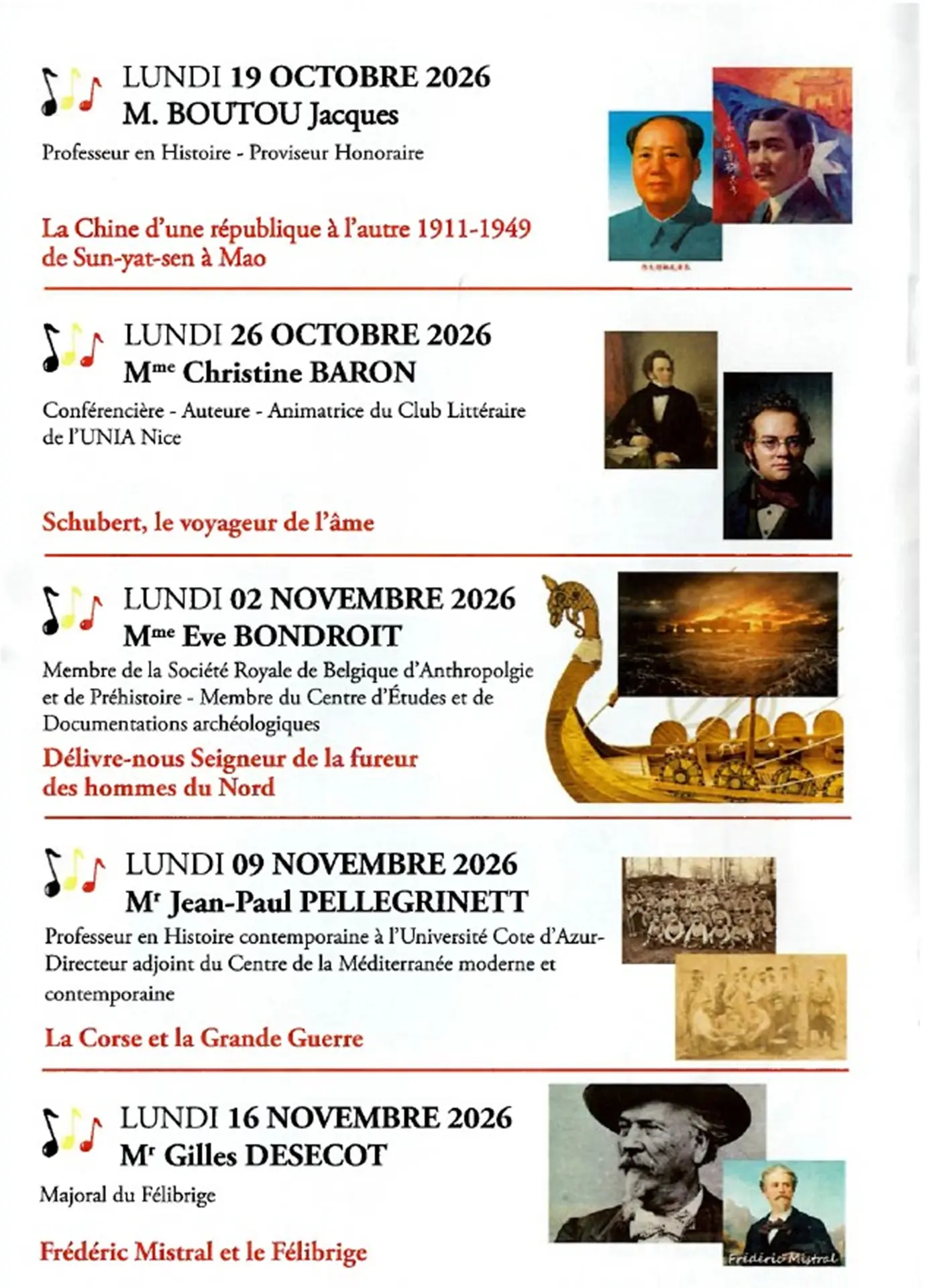 Programme du 18/10 au 16/11 2026