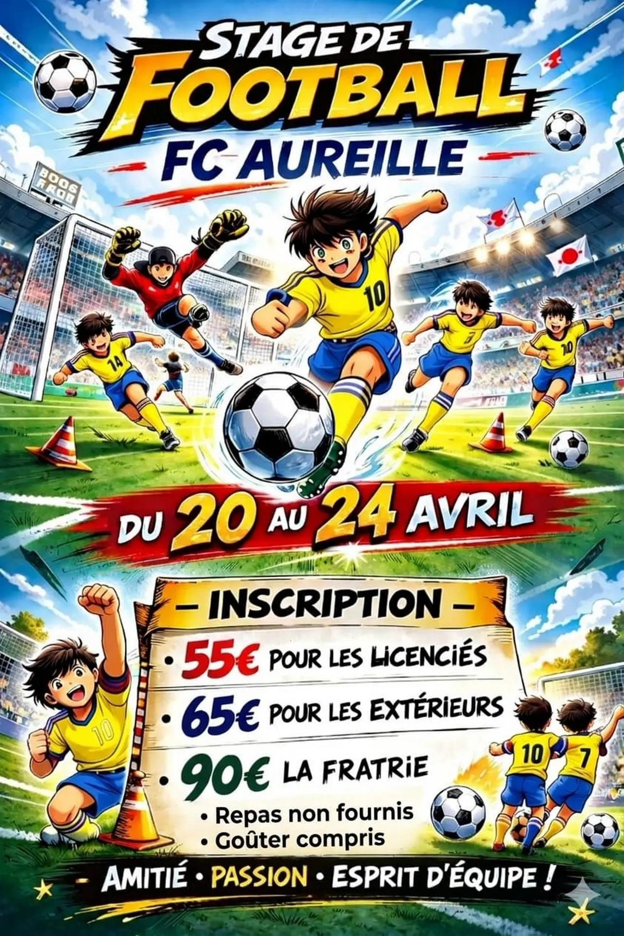 Poster Football camp for children in Aureille 20.04 to 24.04.26