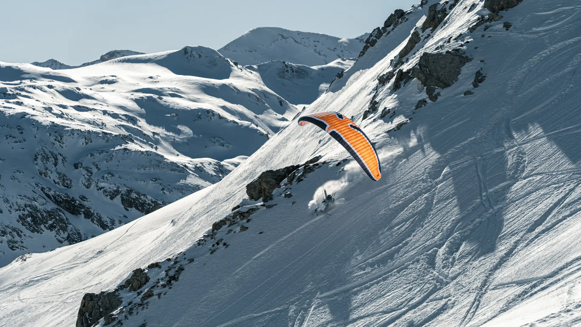 Speedrider dans la vallée du Manchet à Val d'Isère