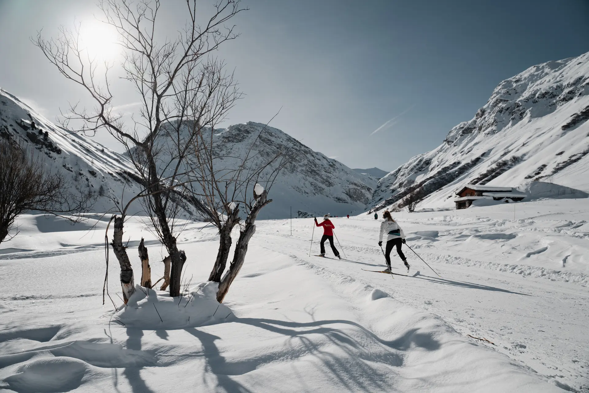Cession ski de fond entre amies dans la Vallée du Manchet à Val d'Isère