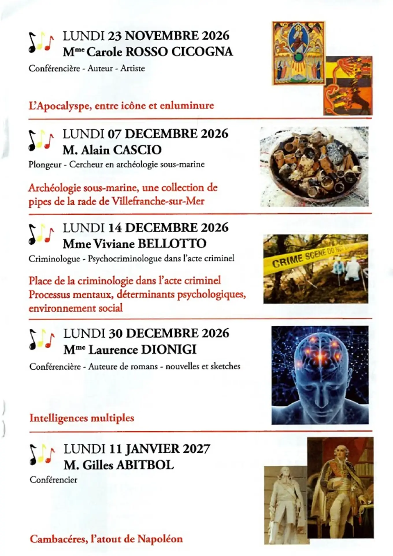 Programme du 23/11 2026 au 11/01/2027