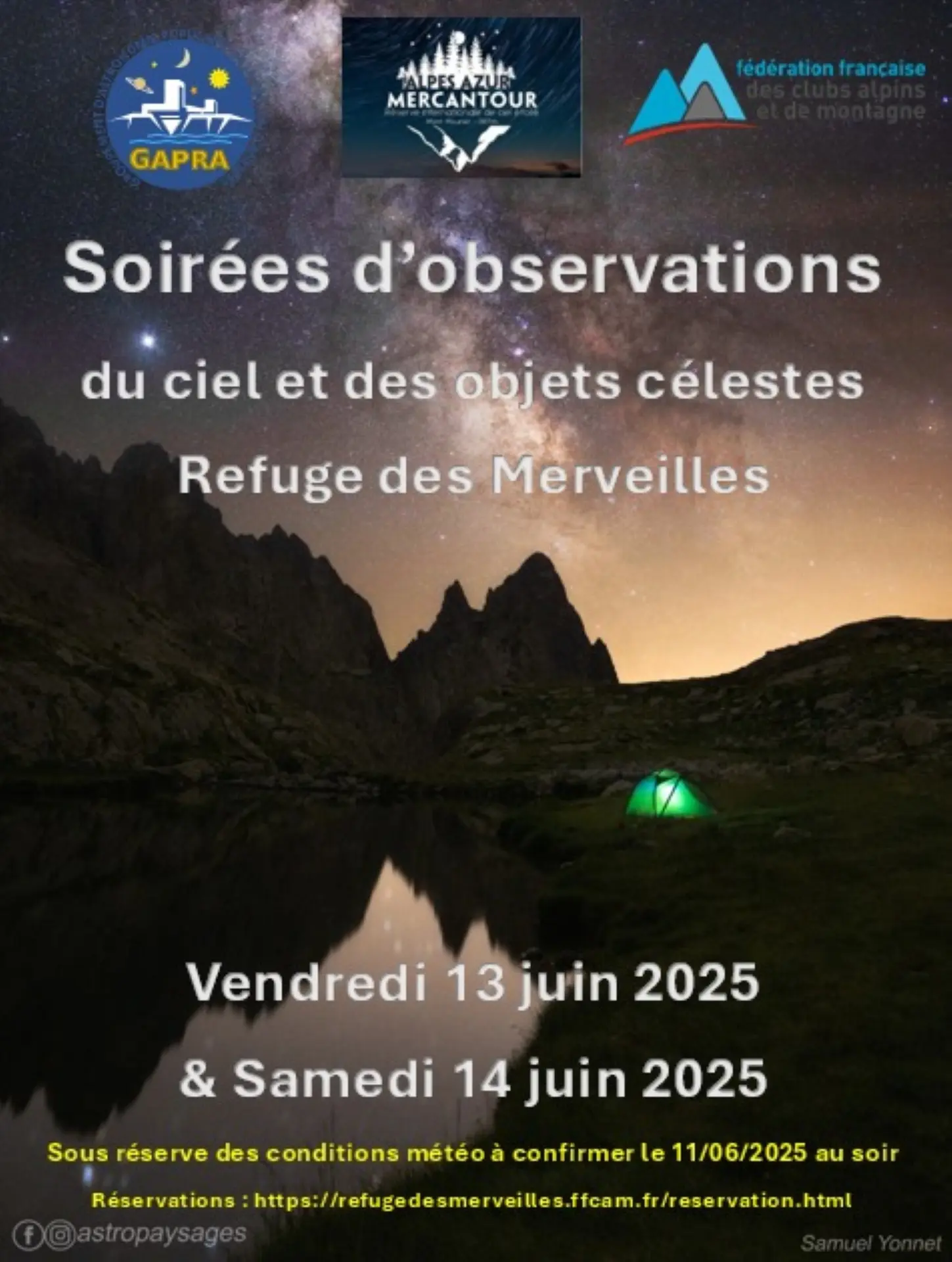 Soirées d'observations du ciel et des objets célestes