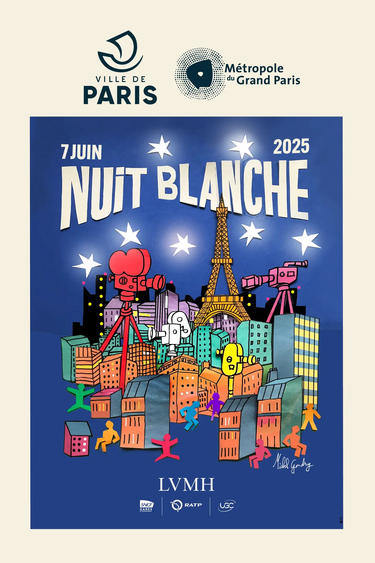 Affiche 2025 de la Nuit Blanche, réalisée par Michel Gondry
