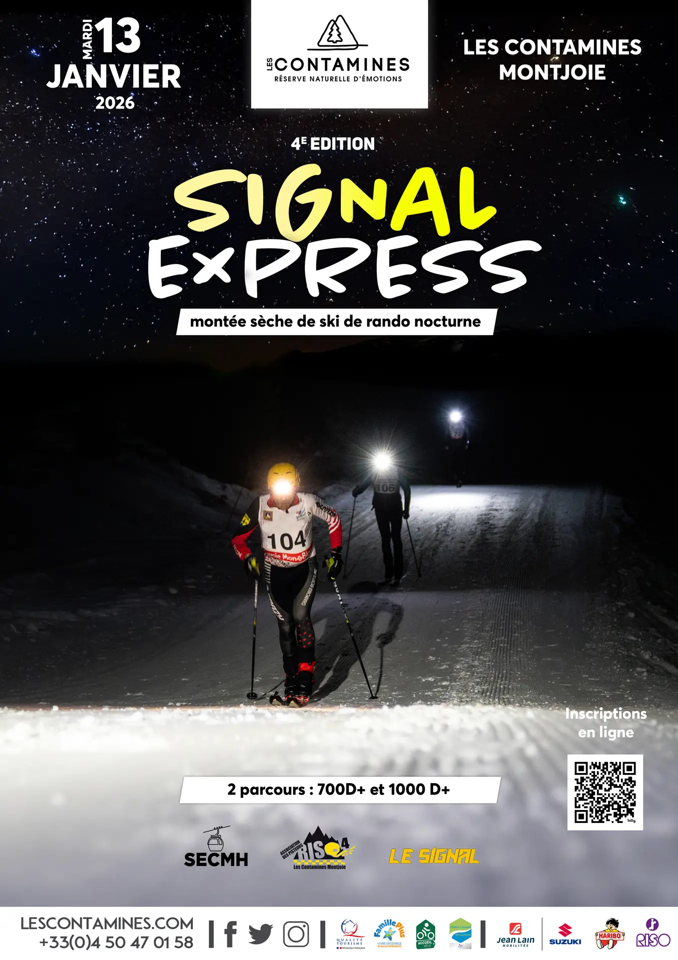 Signal Express : montée sèche de ski de randonnée en nocturne_Les Contamines-Montjoie