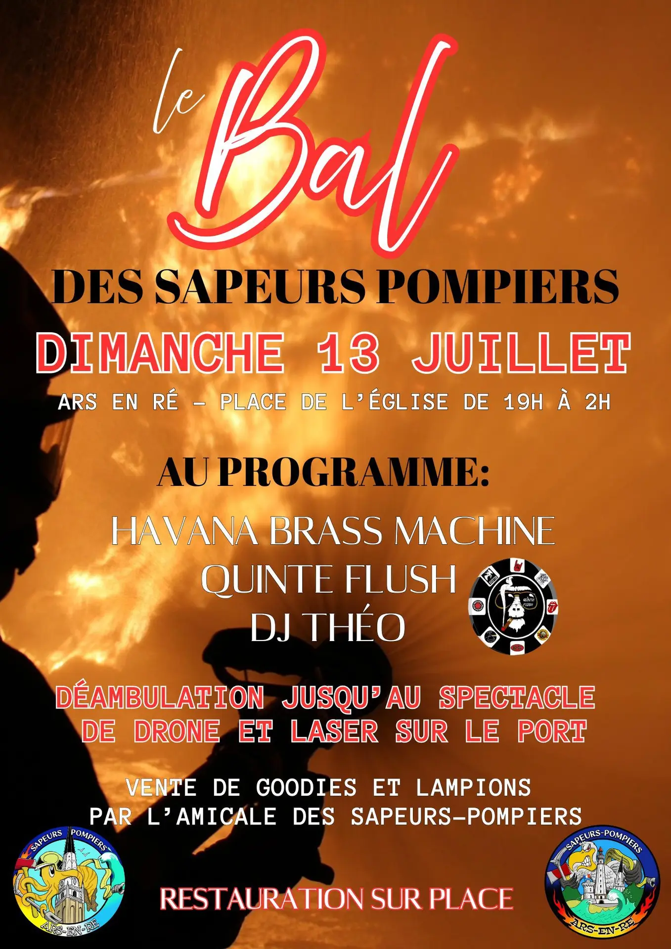 Fête nationale - Bal des pompiers d'Ars-en-Ré et spectacle laser
