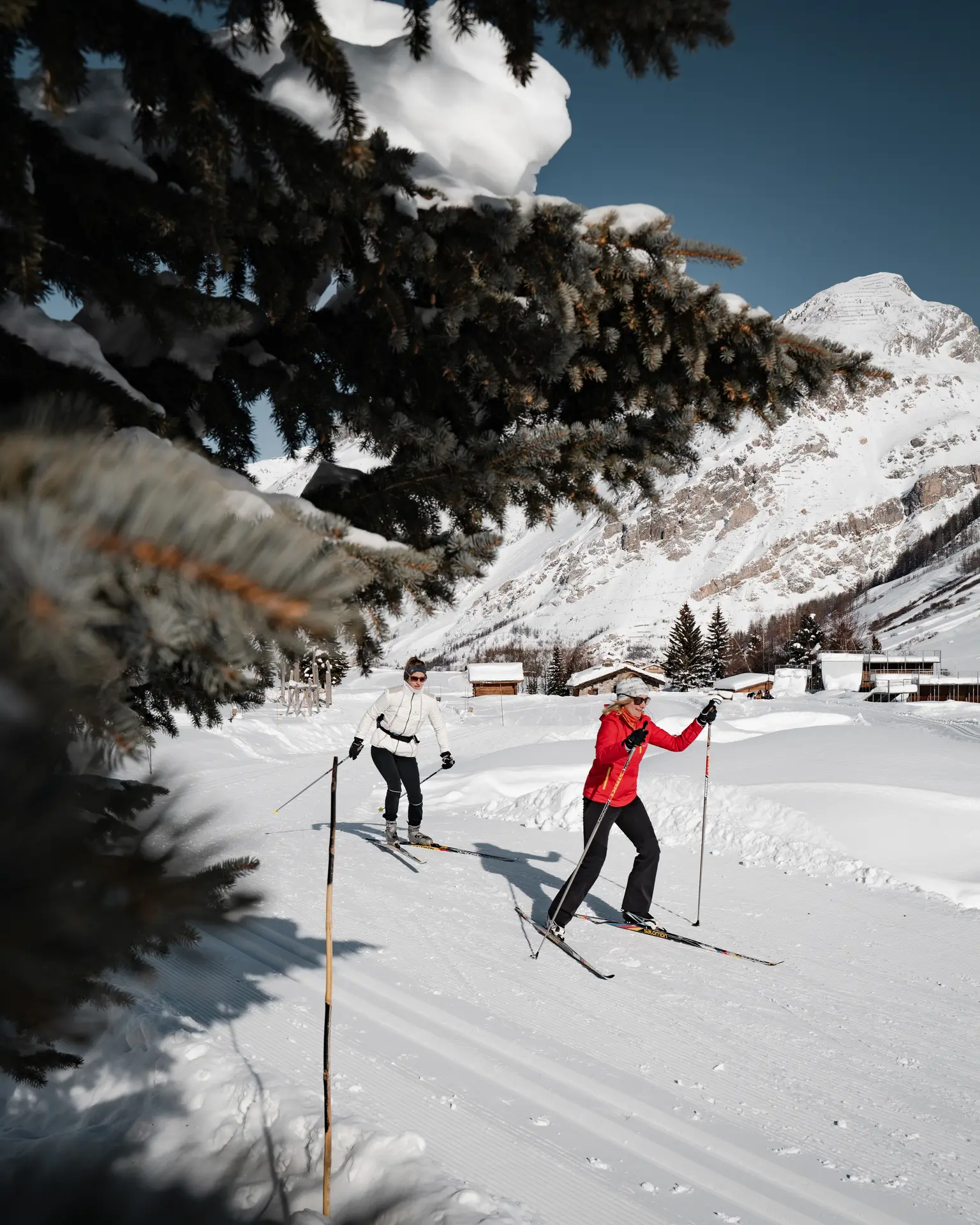 Cession ski de fond entre amies dans la Vallée du Manchet à Val d'Isère