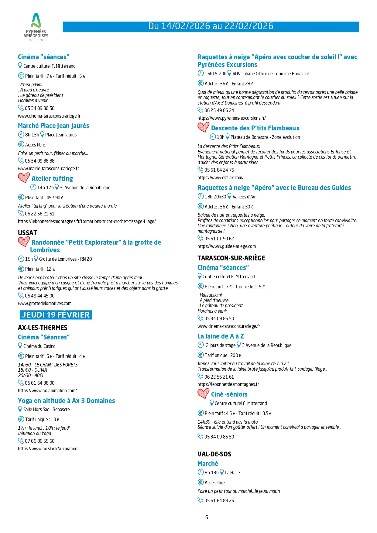 Du 14 au 22.02.Programme Animations & Activités