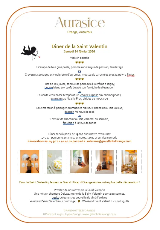 Menu de la Saint Valentin
