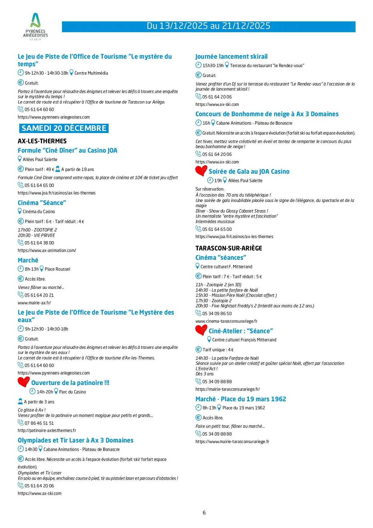 Du 13 au 21.12.Programme Animations & Activités