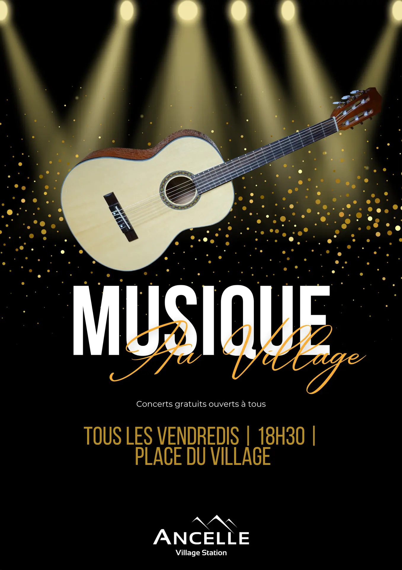 Affiche Musique au village Ancelle.