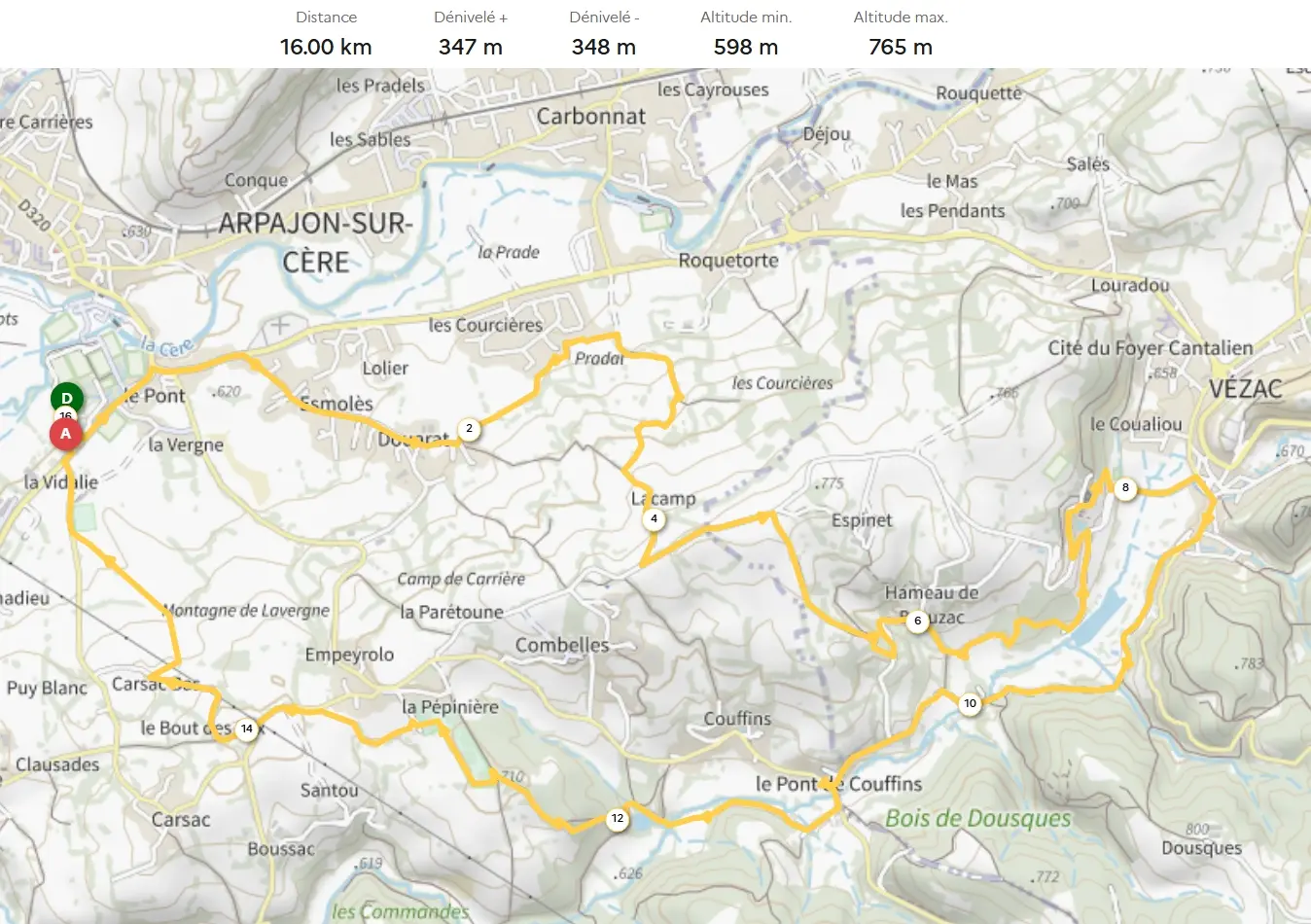 Parcours trail 16 km et relais