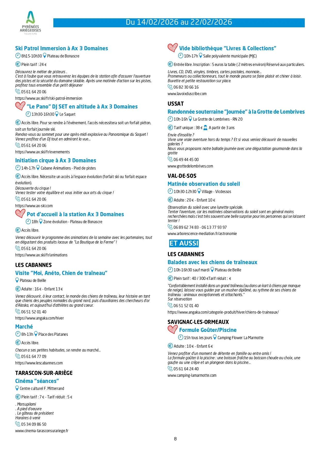 Du 14 au 22.02.Programme Animations & Activités