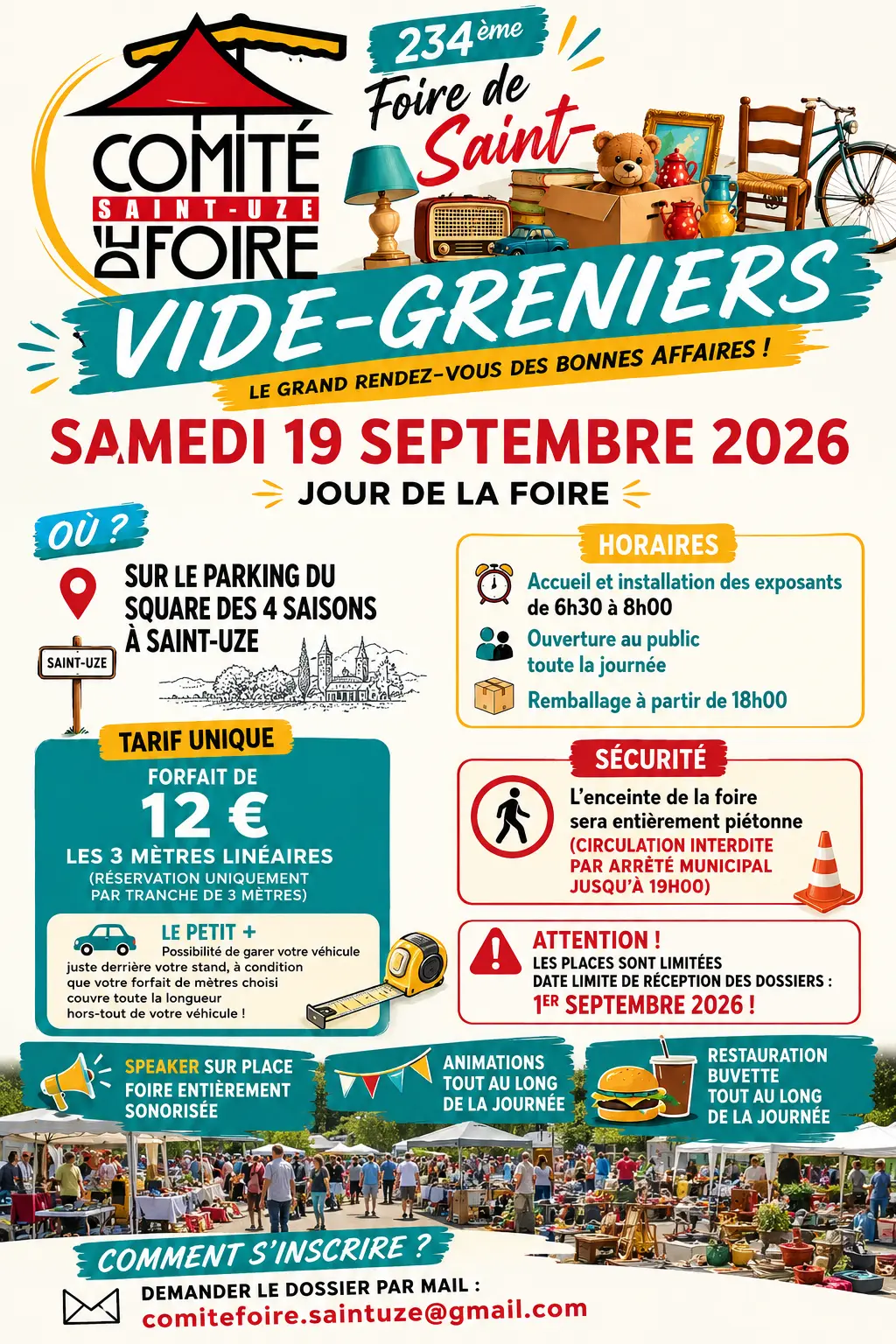 Affiche expliquant le vide grenier