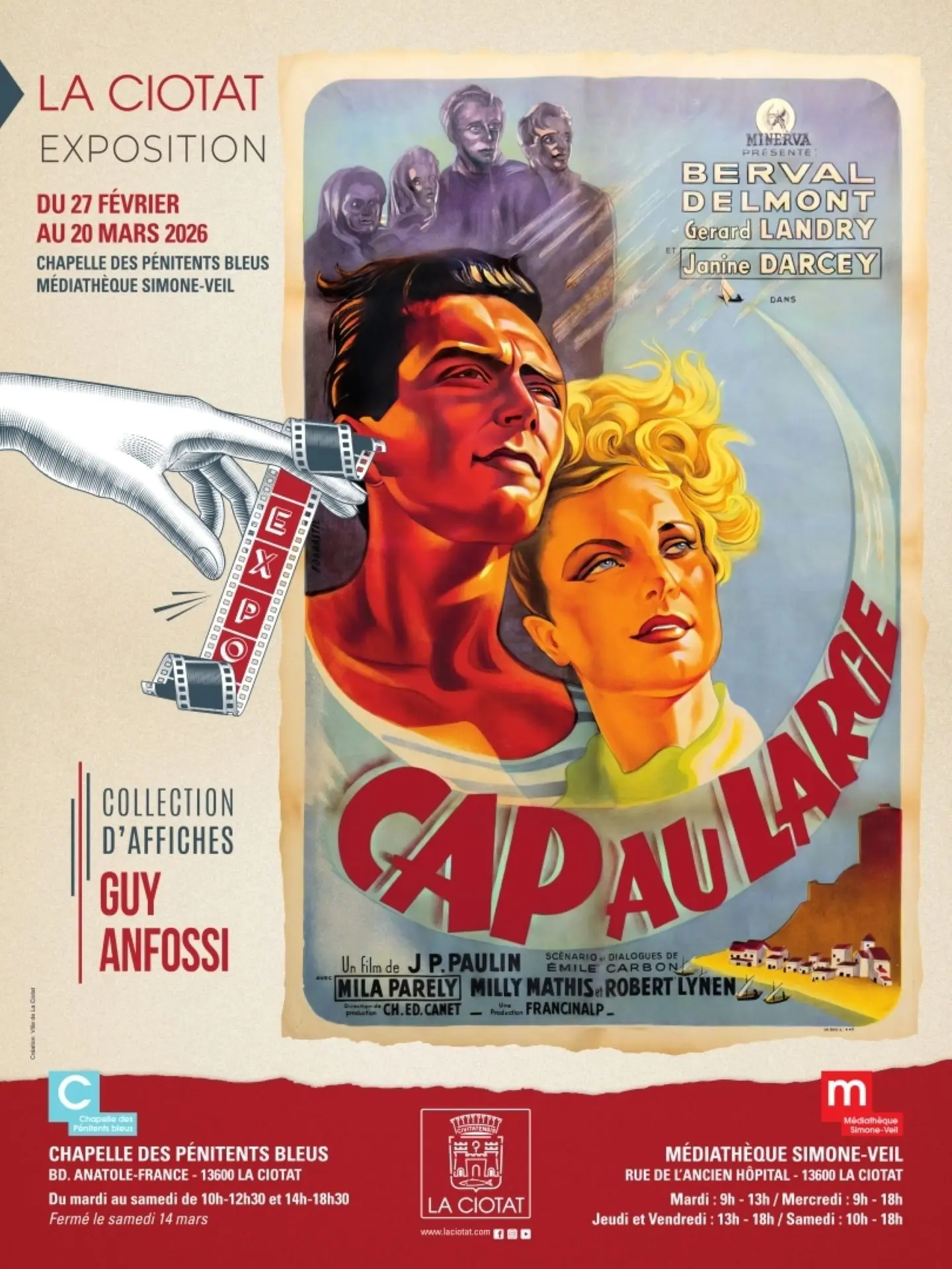 Exposition d'affiches du 7ème art Cap au Large du collectionneur Guy Anfossi