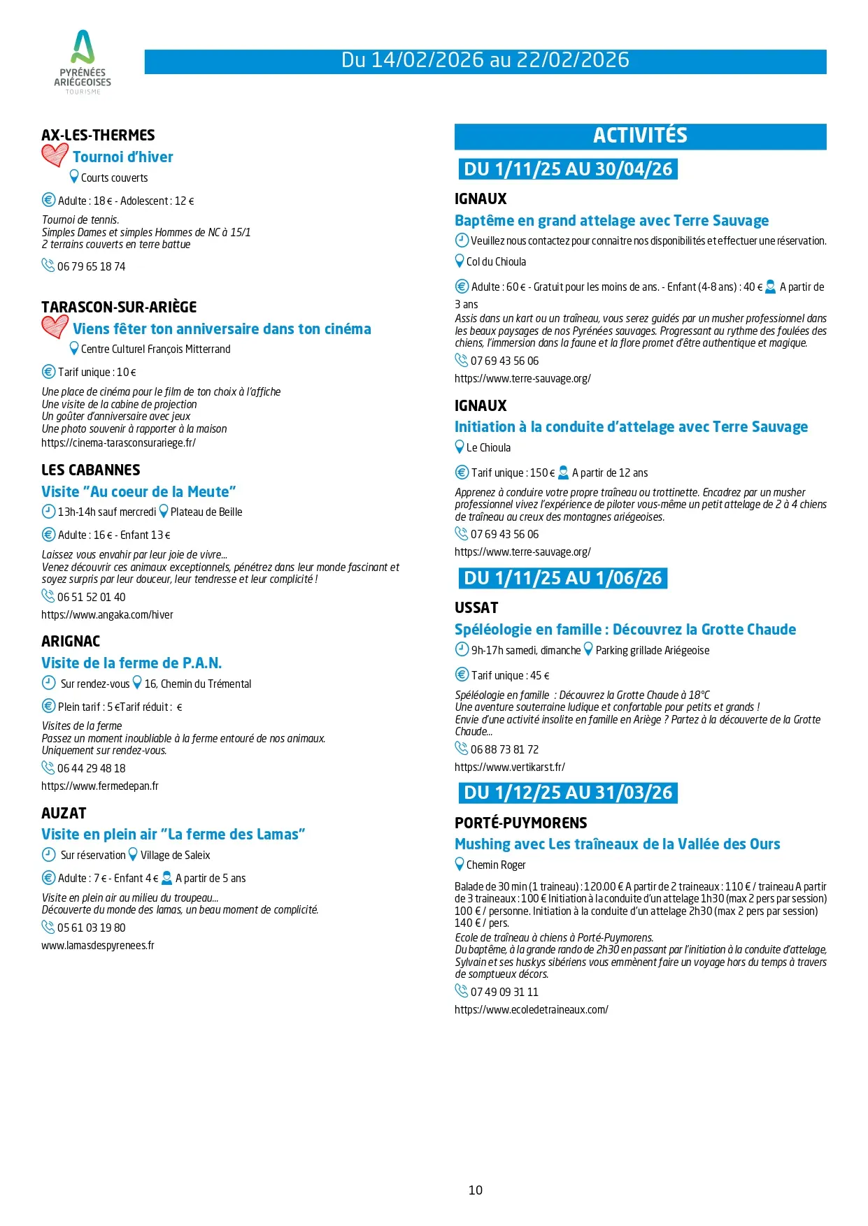 Du 14 au 22.02.Programme Animations & Activités