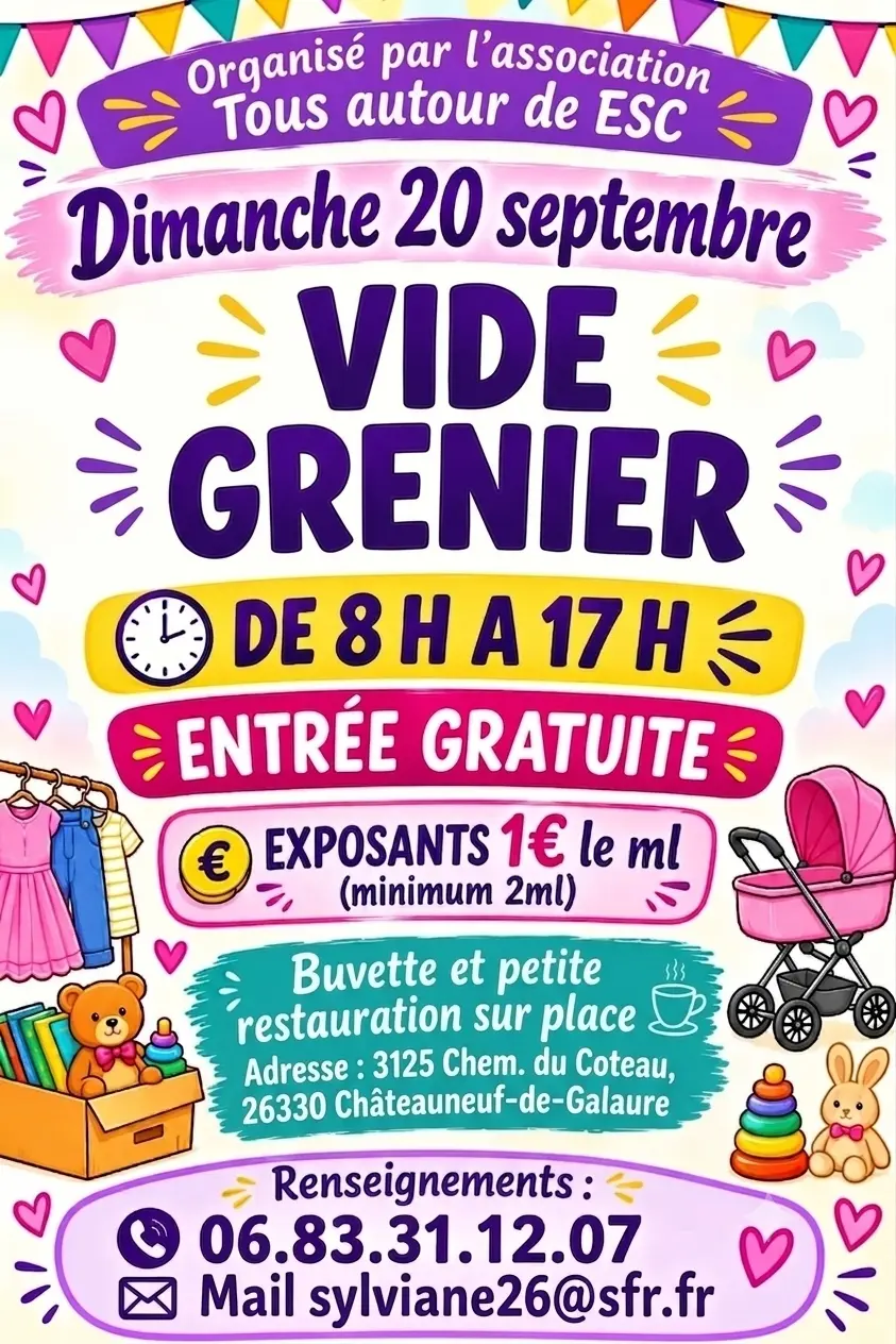 Affiche expliquant le vide grenier
