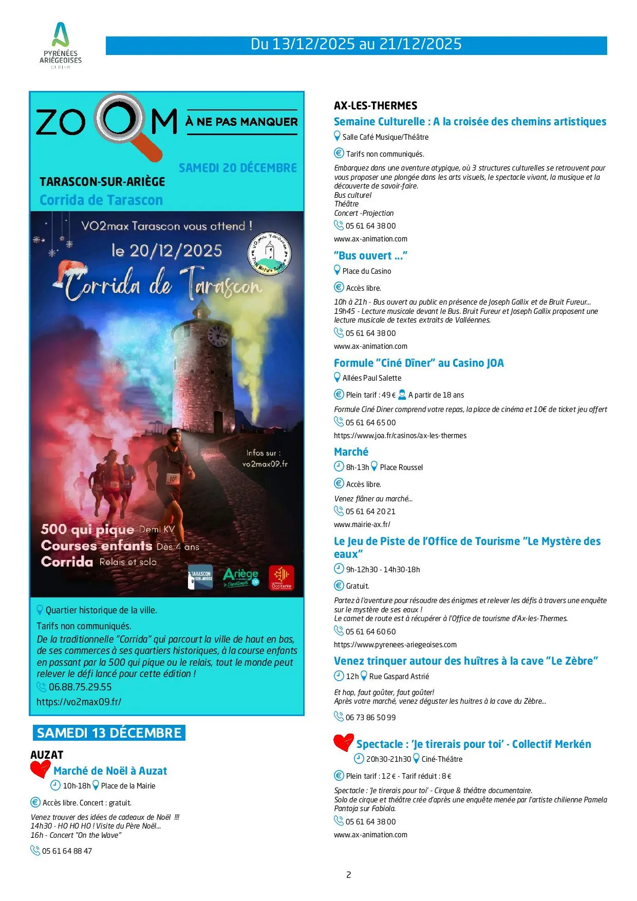 Du 13 au 21.12.Programme Animations & Activités