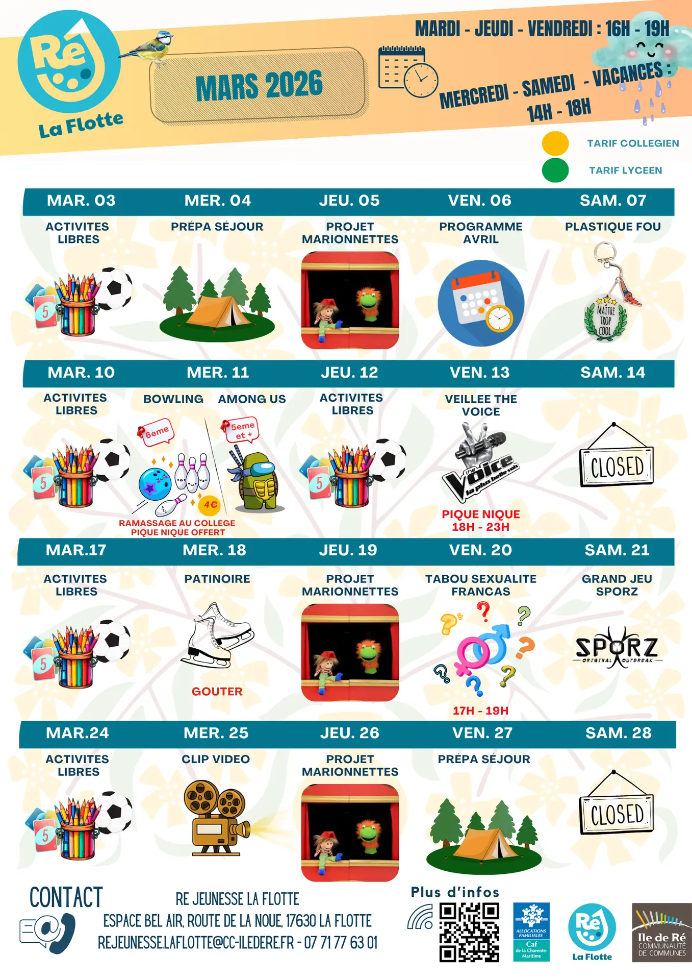 Animations Ré Jeunasse à La Flotte - Mars