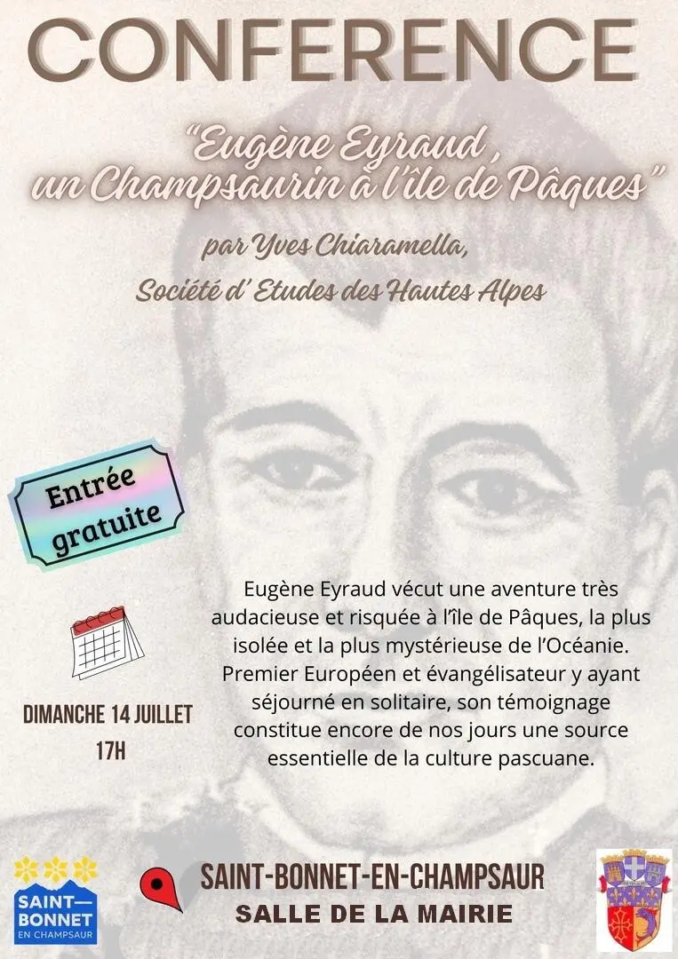 Conférence 'Eugène EYRAUD, un CHampsaurin à l'île de Pâques