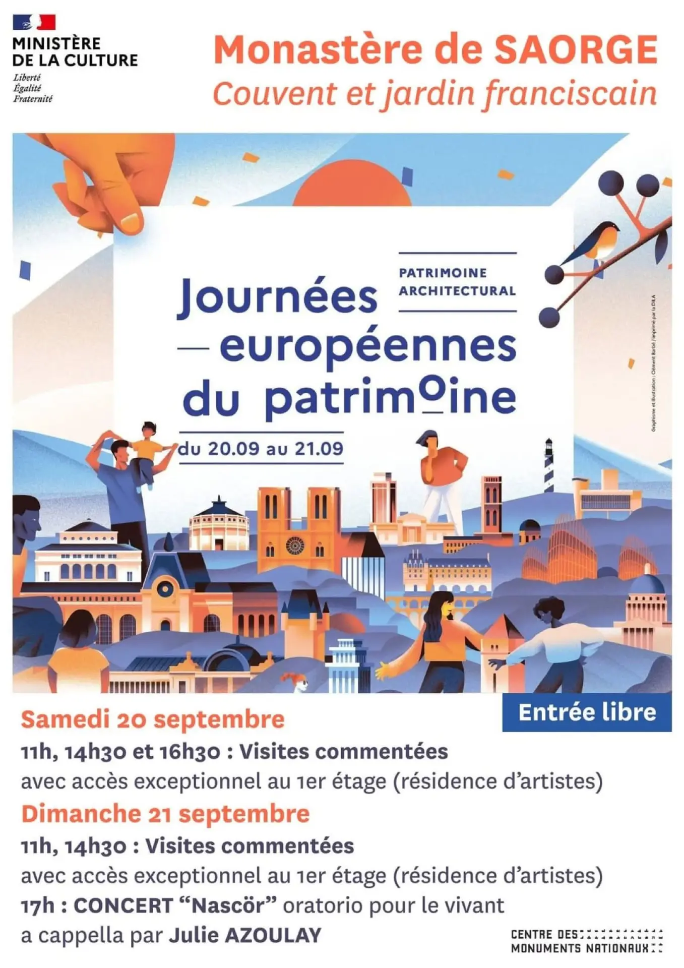 Journées européennes du patrimoine : Visites guidées du Monastère de Saorge et CONCERT “Nascör”, oratorio pour le vivant a cappella par Julie Azoulay_Saorge