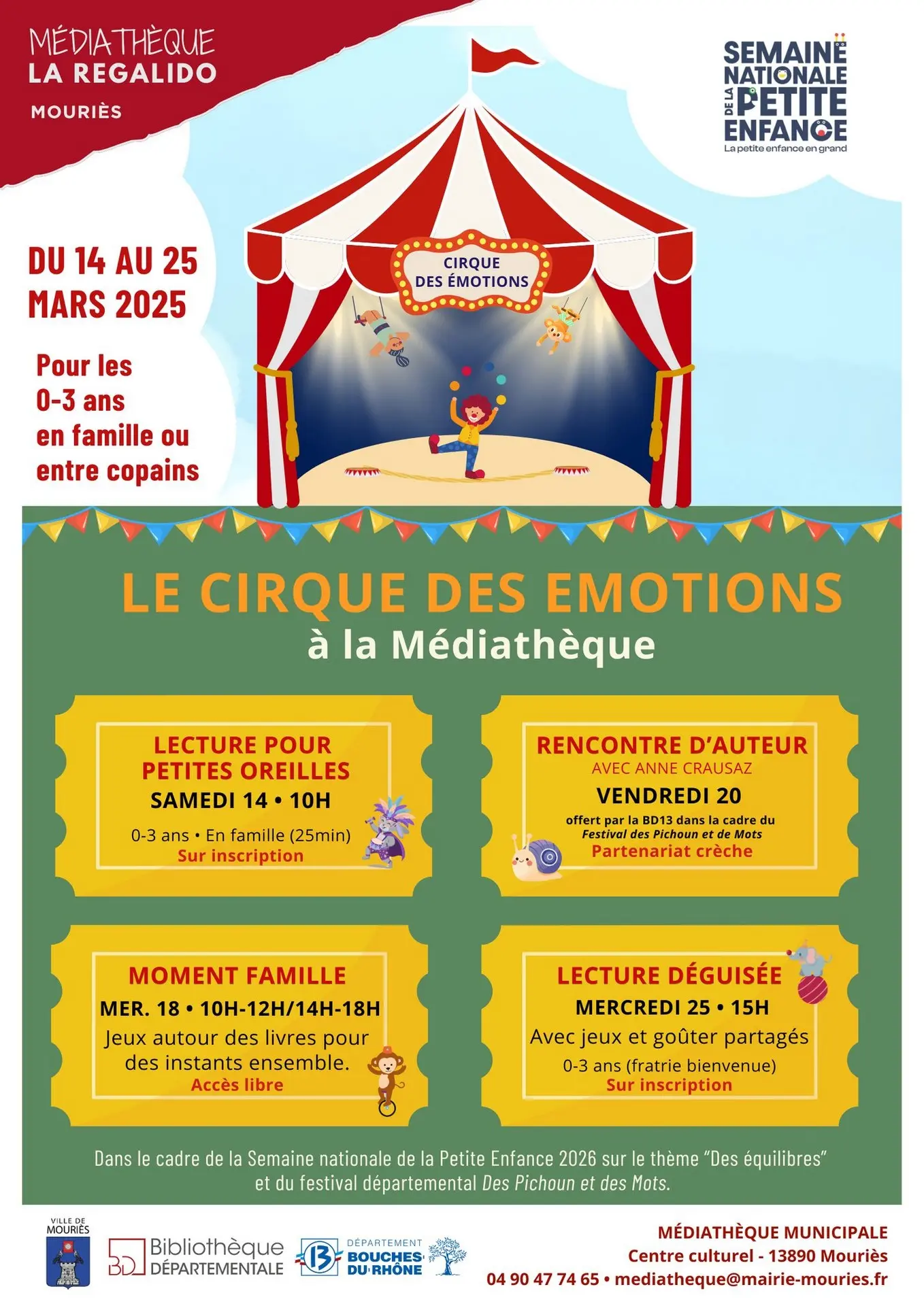 Poster ‘The Circus of Emotions’ at the Mouriès Media Library 14.03 to 25.03.26
