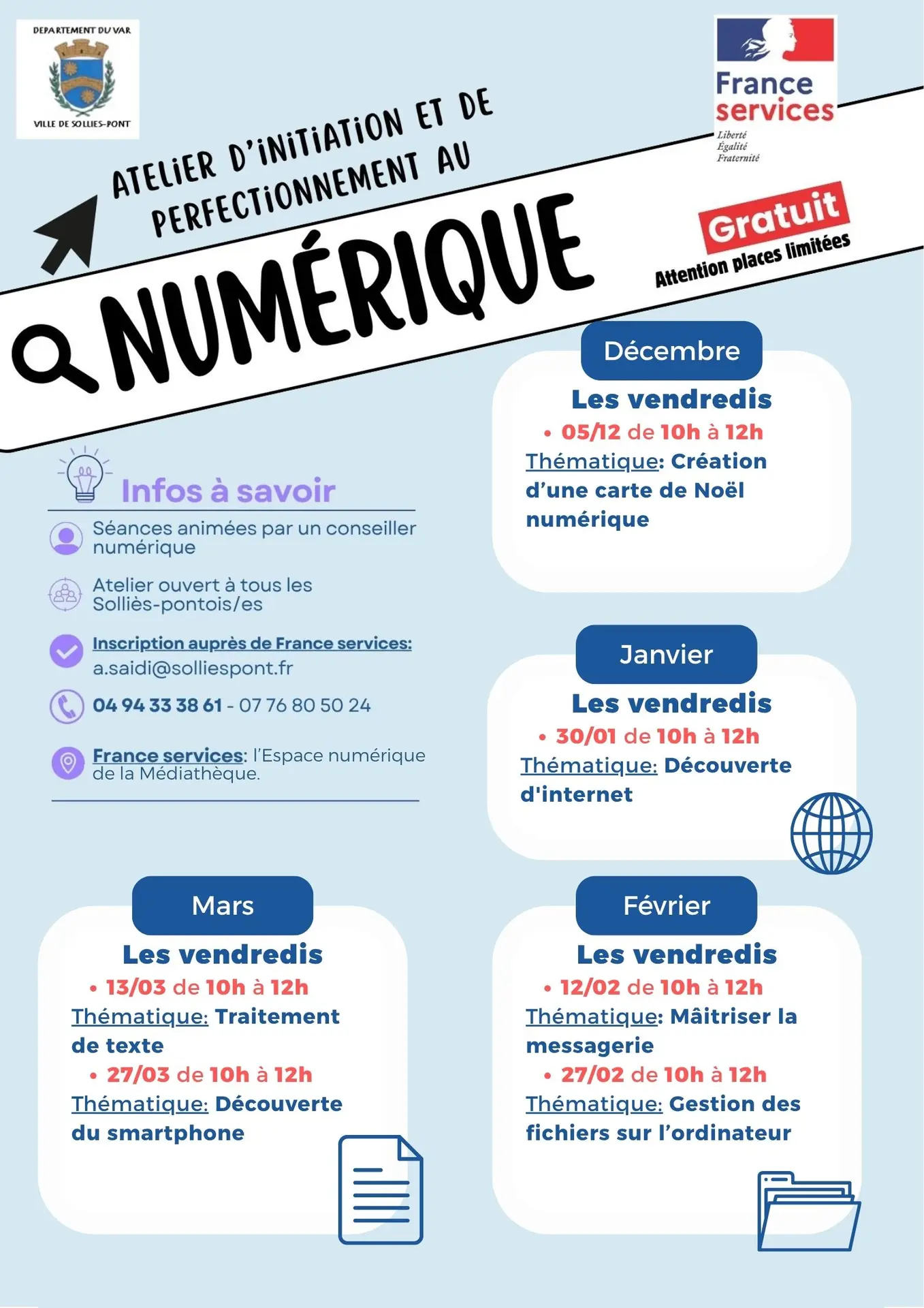 Atelier d’initiation et de perfectionnement au numérique_Solliès-Pont