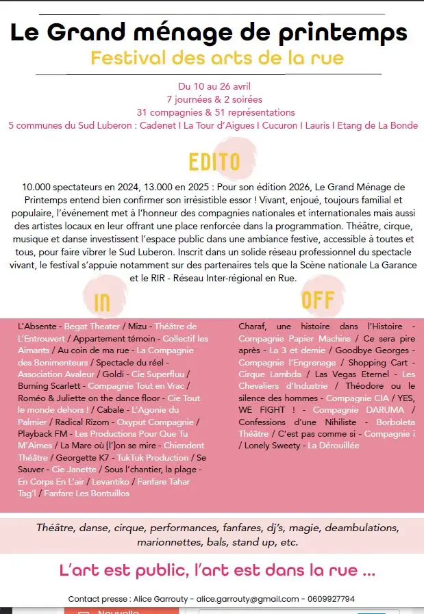 Festival  des arts de la rue du  Grand Ménage de Printemps Sud Luberon_Cucuron