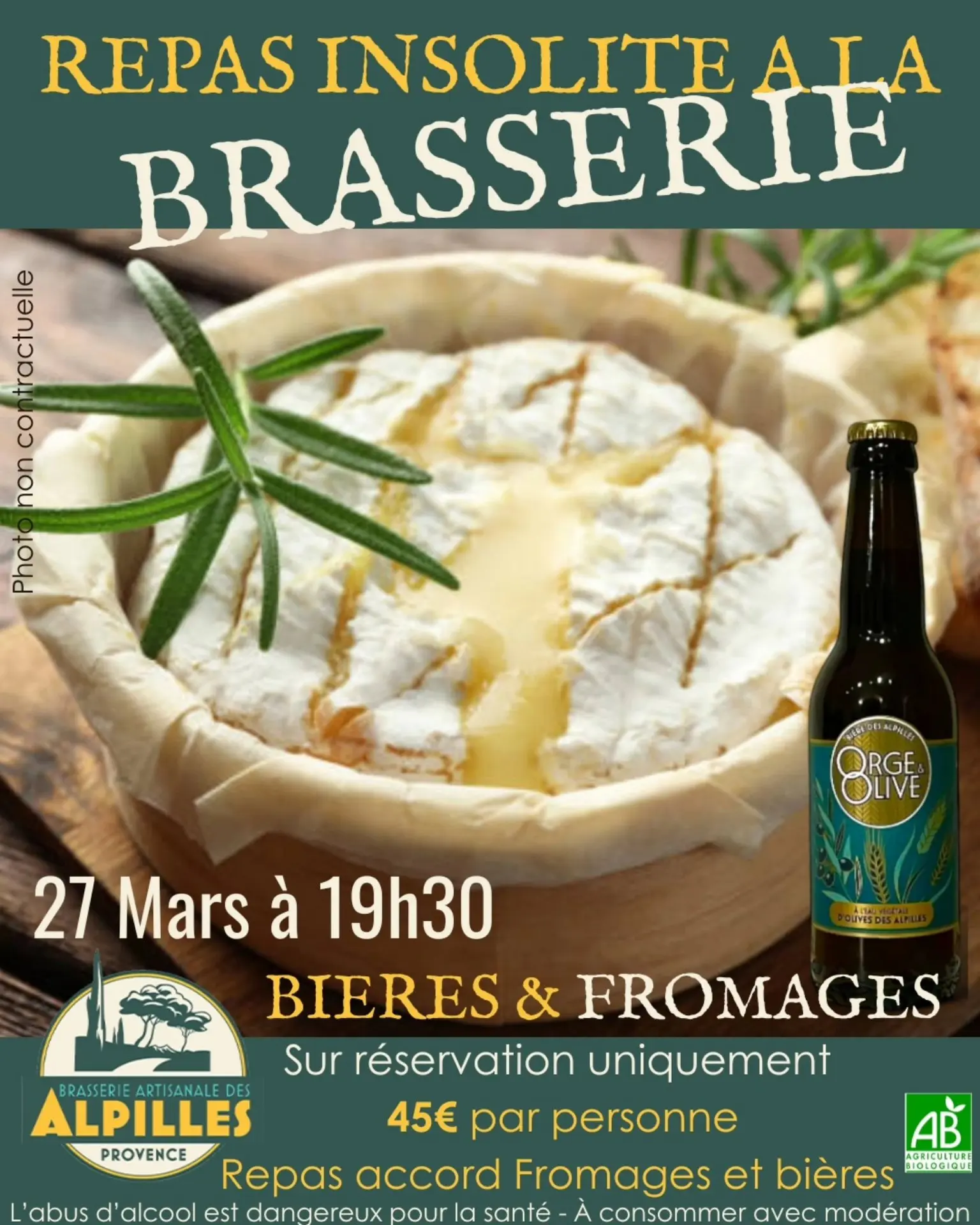 Plakat Ungewöhnliches Essen in der Brauerei „Brasserie artisanale des Alpilles“ in Eygalières 27.03.26