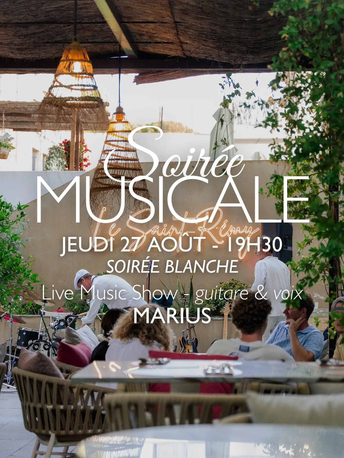 Affiche es soirées musicales à l'Hôtel le Saint-Rémy à Saint-Rémy-de-Provence 27.08.26
