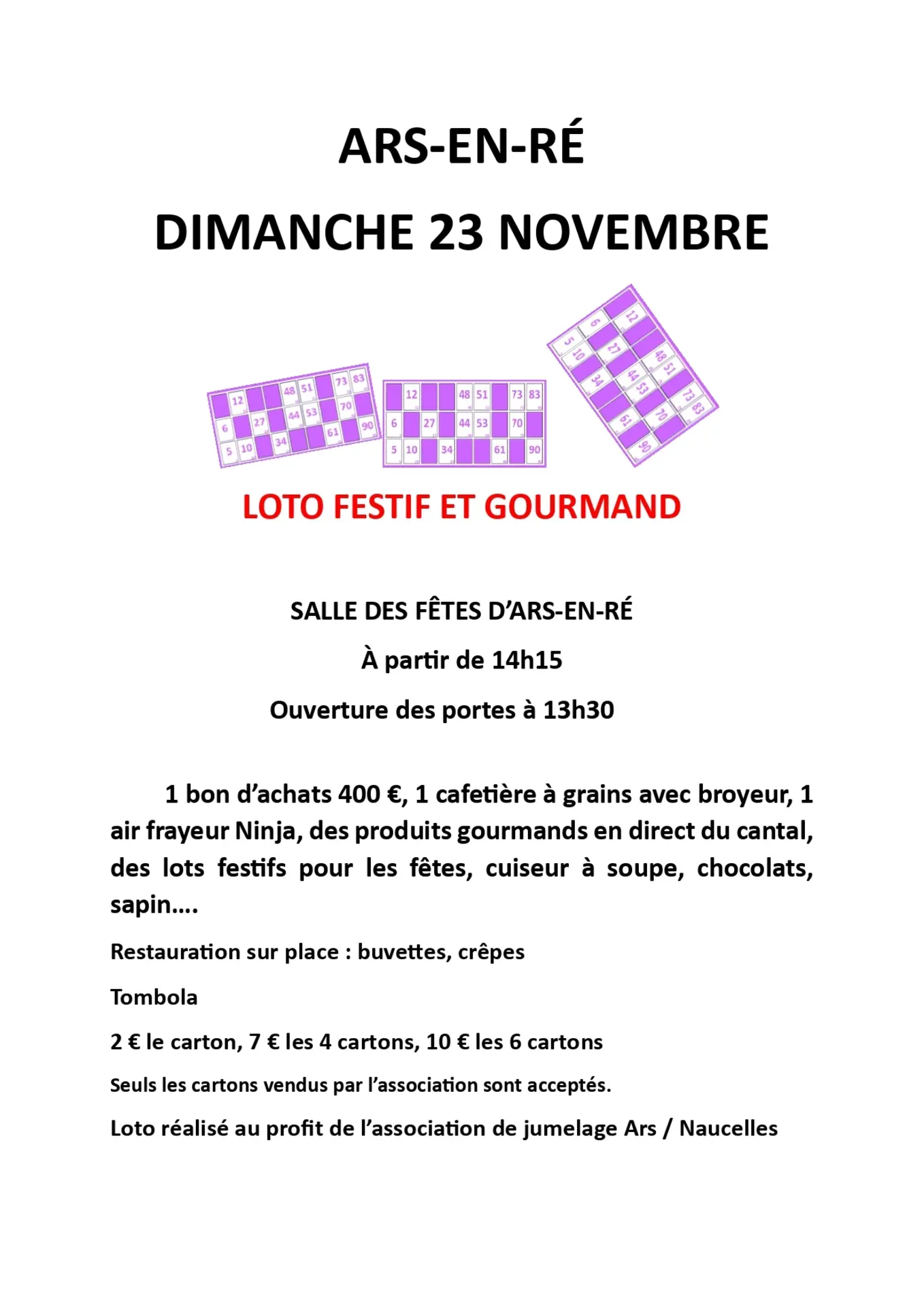 Cartel del bingo de la asociación Ars-Naucelles