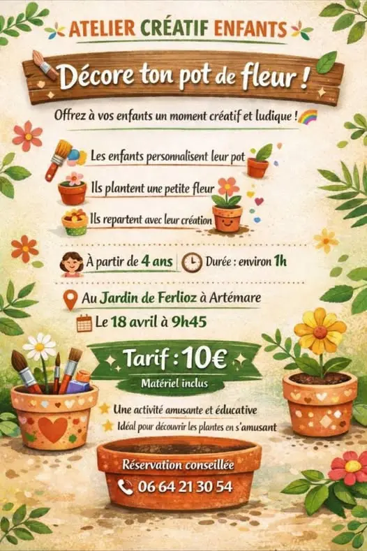Atelier créatif enfant : décore ton pot de fleur_Artemare