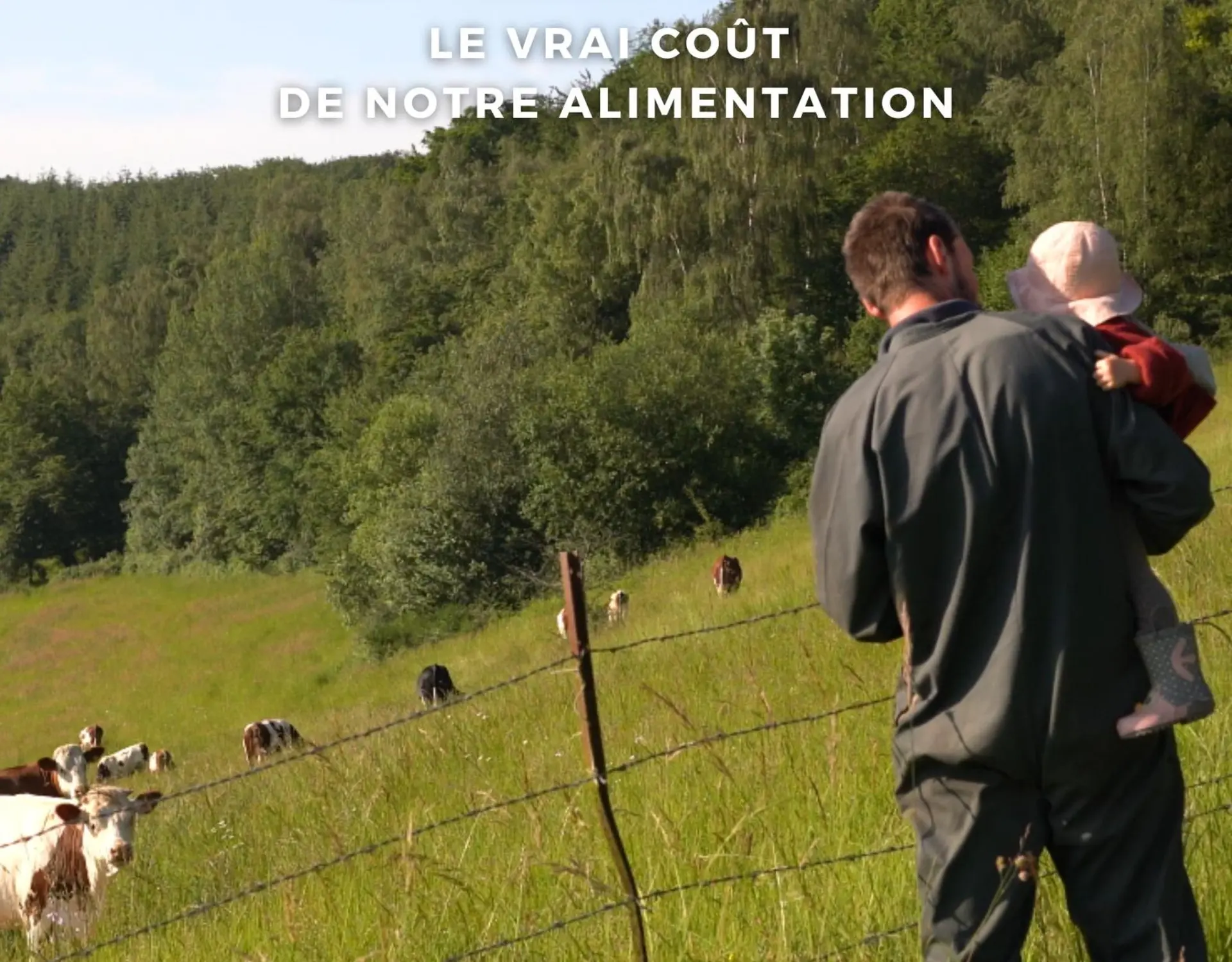 affiche agriculteur enfant et vaches