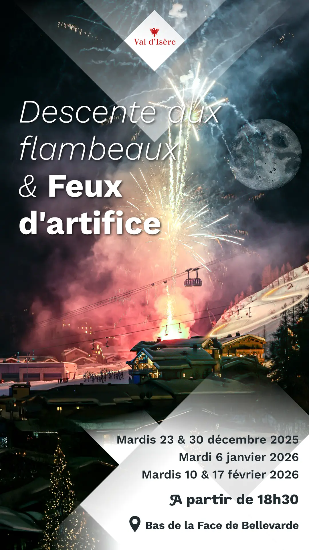 Torchlight descent & Fireworks_Val-d'Isère