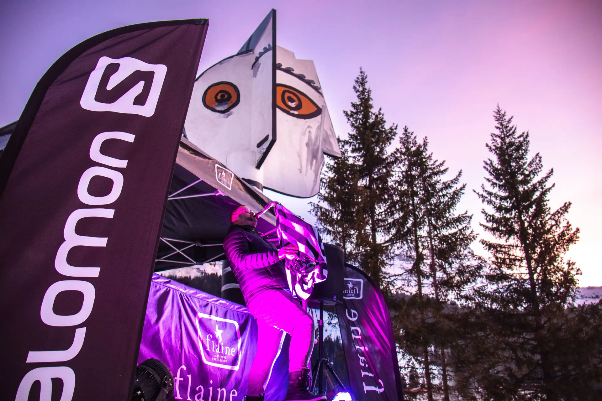 DJ set under Pablo Picasso's Tête de Femme sculpture