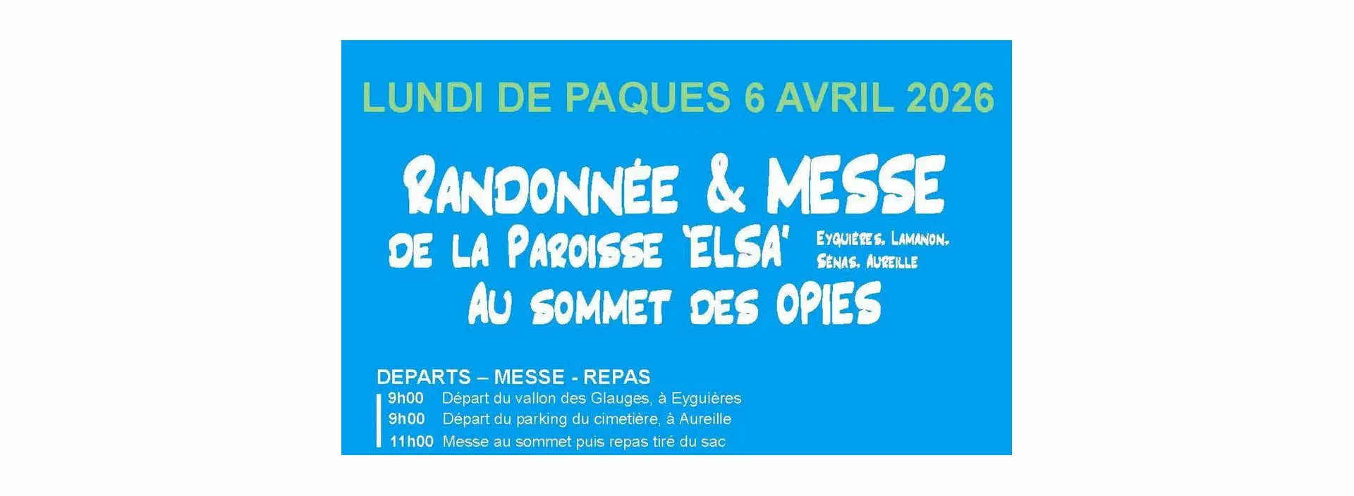 Vignette Randonnée & messe de la paroisse ELSA au sommet des Opies à Aureille 06.04.26