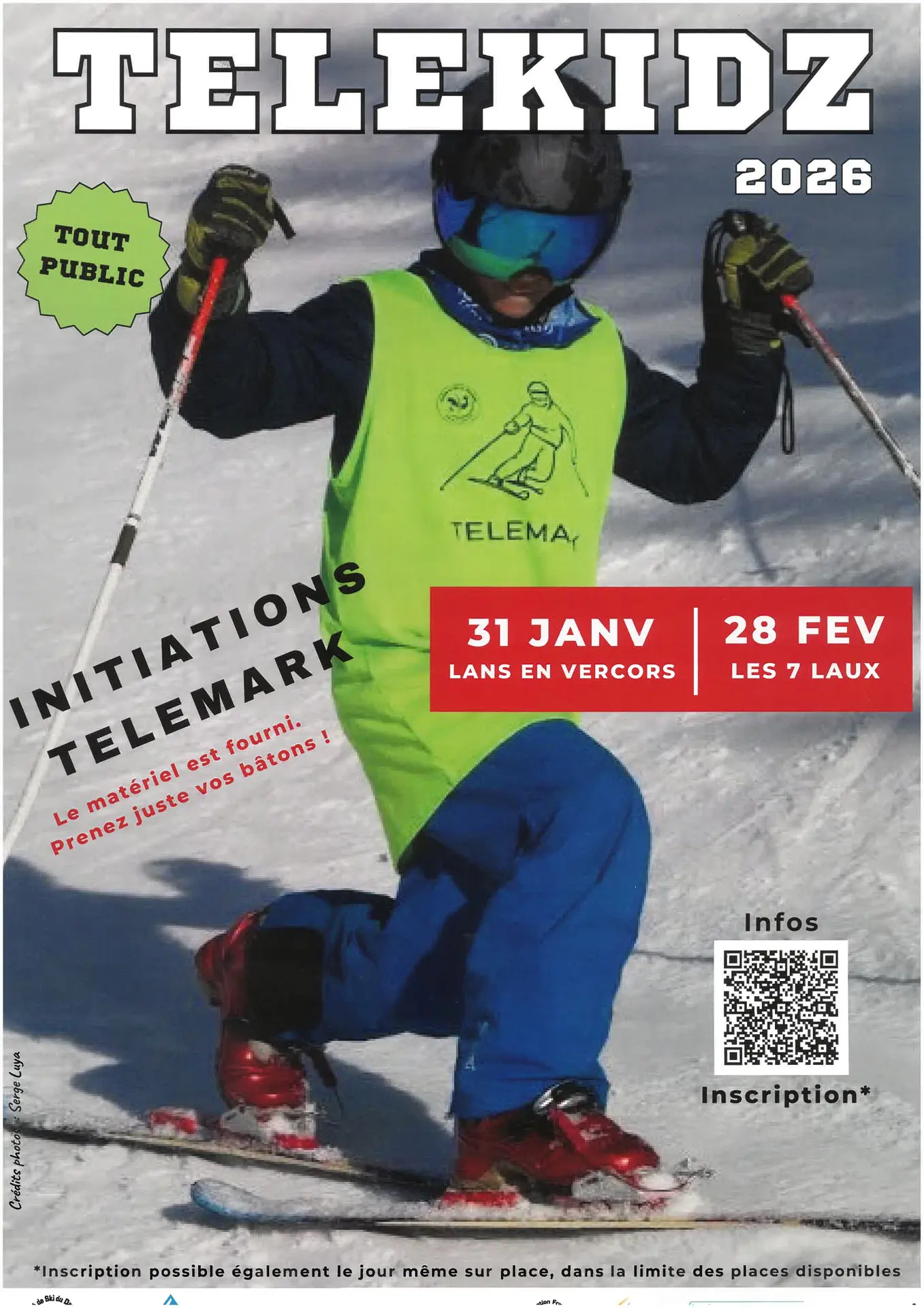 Affiche de l'événement d'initiation télémark le 28 février 2026 à Prapoutel