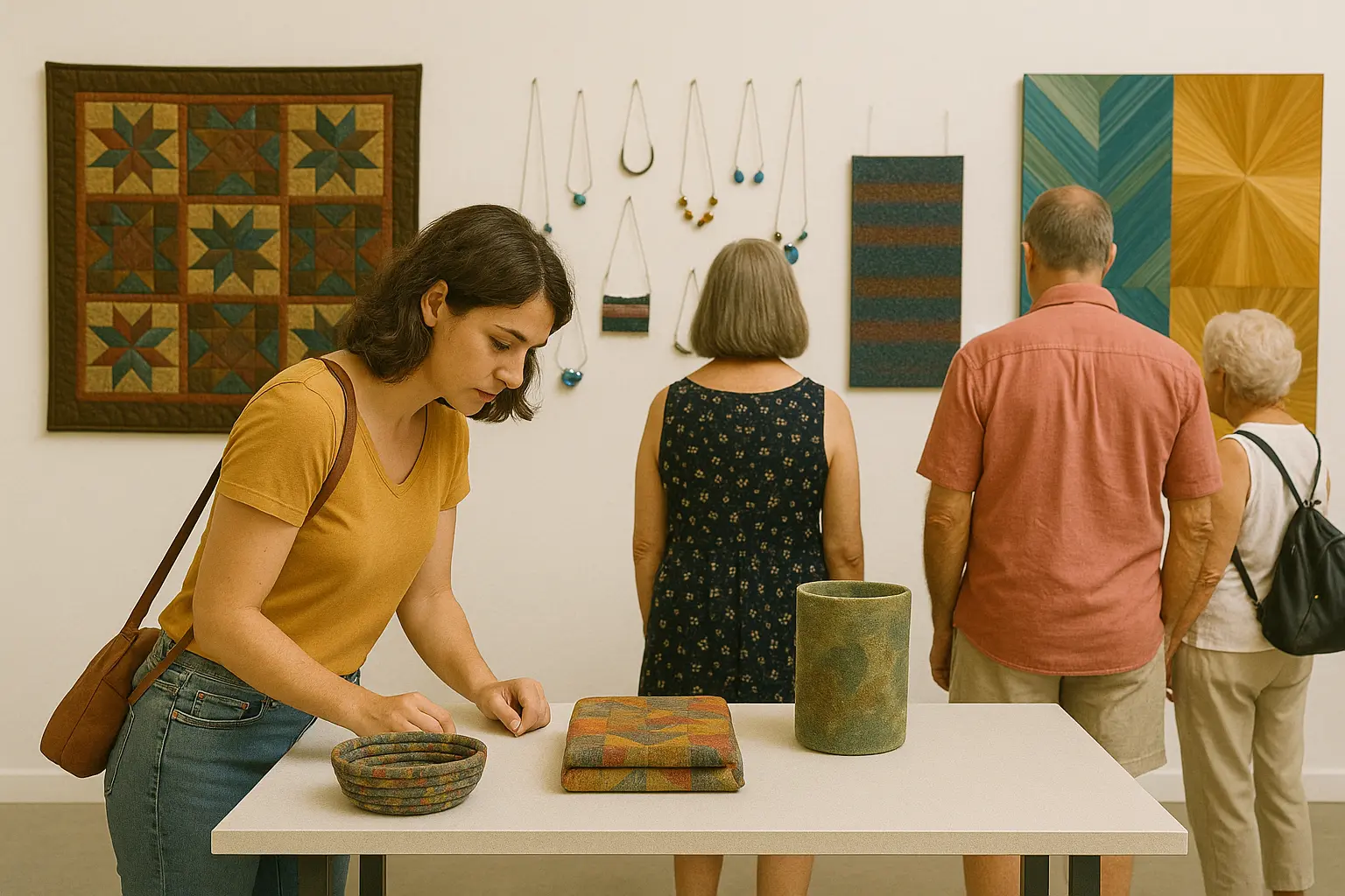 Image montrant du public devant des oeuvres d'art