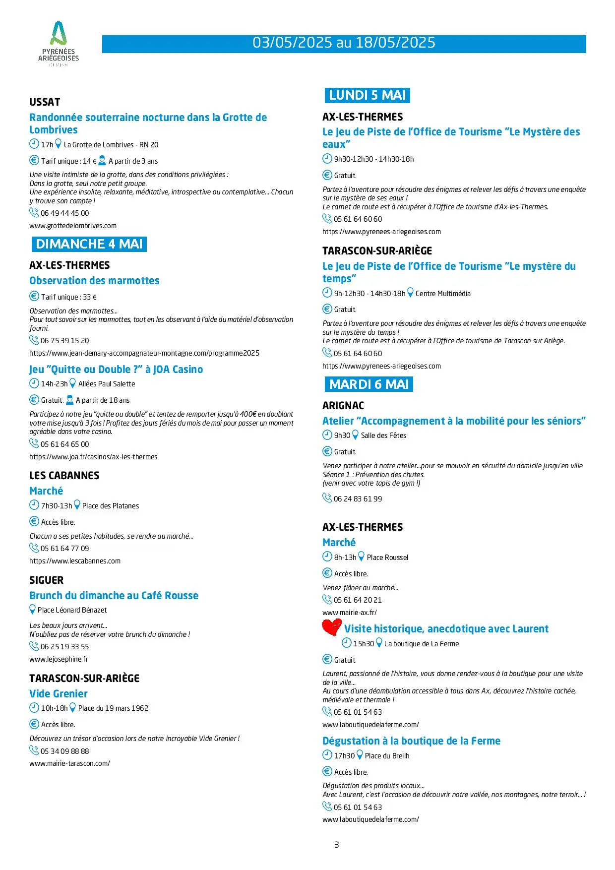 Programme du 03 au 18.05.2025