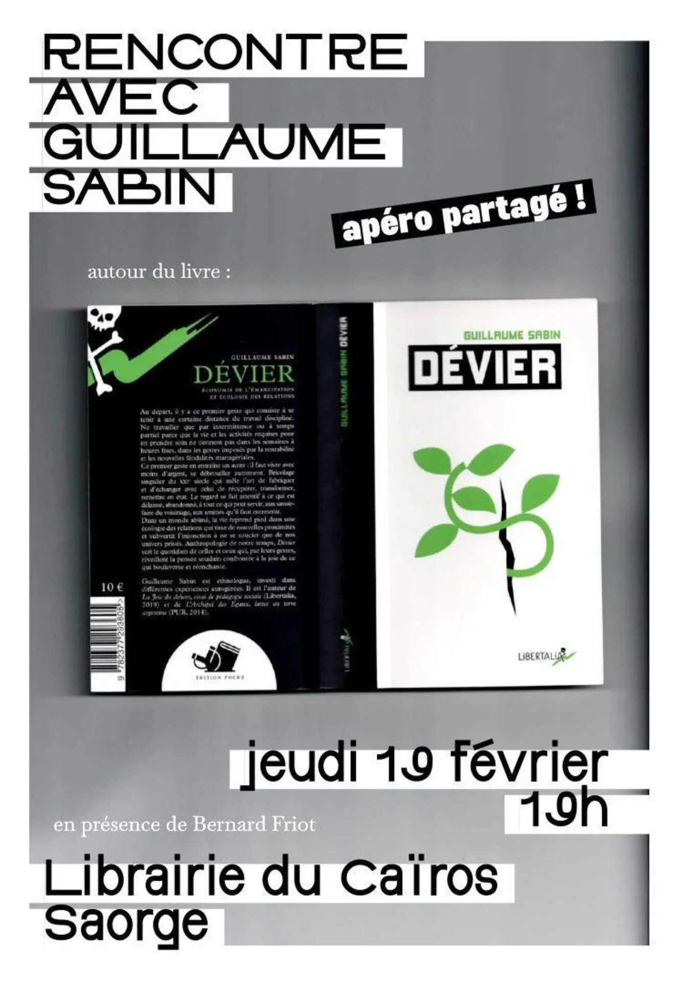 Rencontre avec Guillaume Sabin autour du livre Dévier