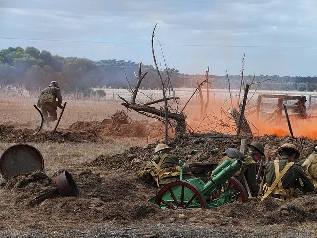 Image représentant un paysage avec des soldats en guerre