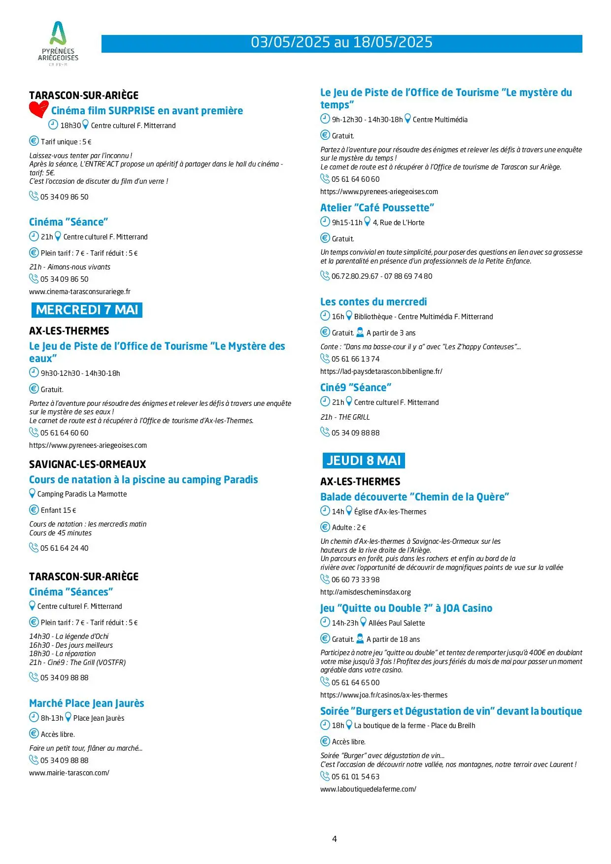 Programme du 03 au 18.05.2025