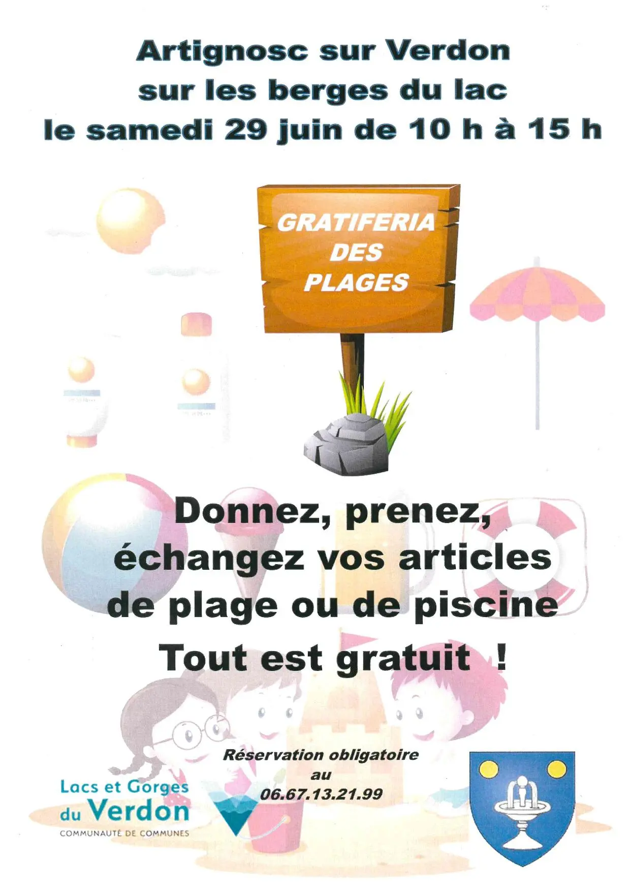 Gratiféria des plages 29 juin Artignosc S Verdon